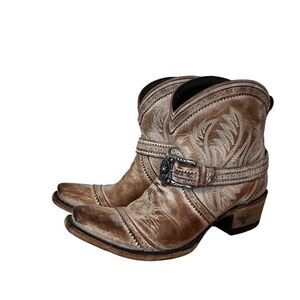 Lane Boots Ballyhoo Booties Leather Western Buckle Ankle Boots Women’s 6.5